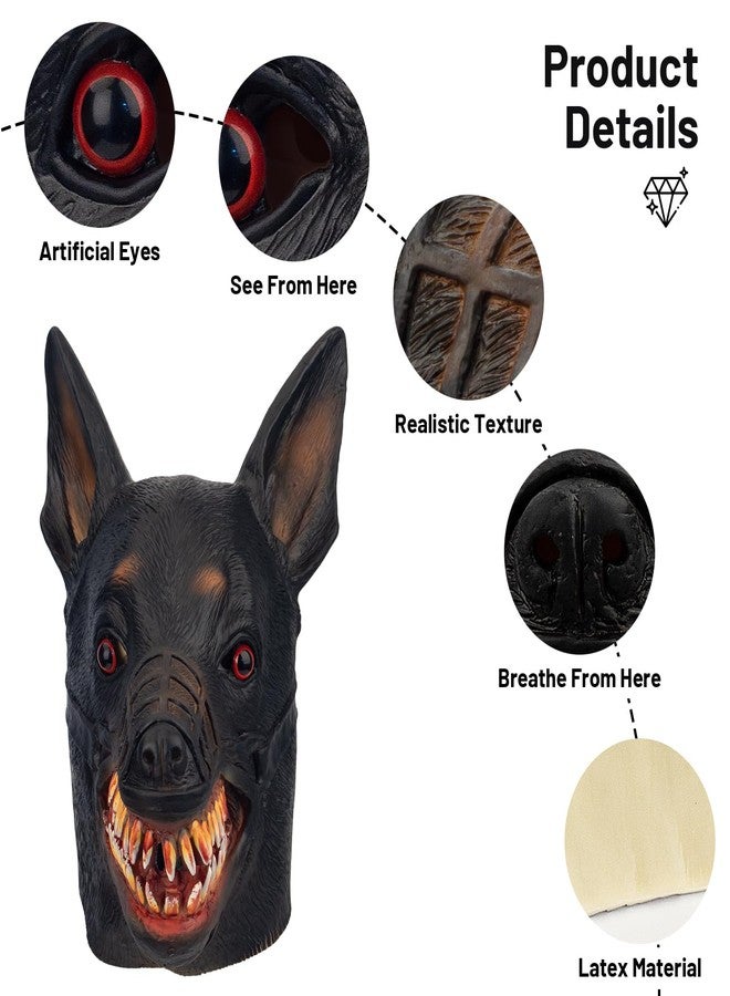AQKILO Dog Mask Animal Latex Full Head Realistic Masks Fancy Dress for Halloween Carnival Costume Party - Image 4